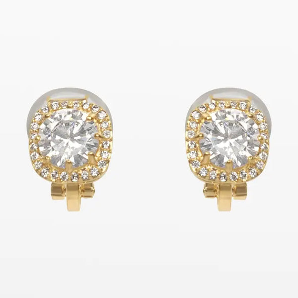 Earrings - Clip On - Cubic Zirconia - Studs - Fashion