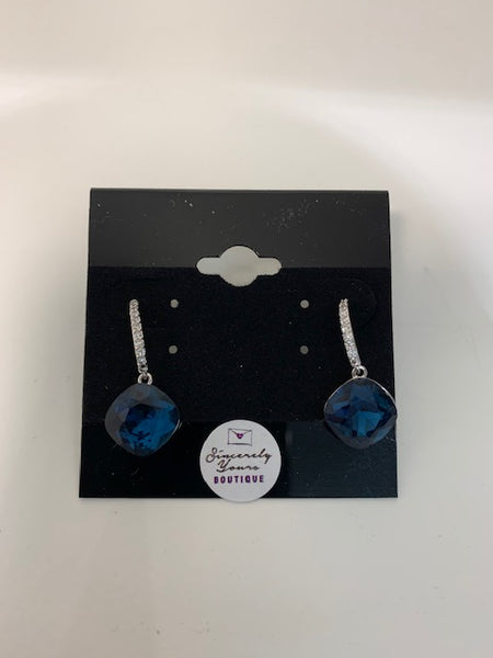 Earrings - drop - navy #8117