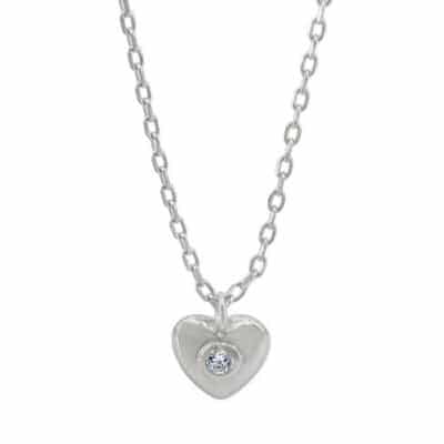 Necklace - .925 SS - heart with CZ #094